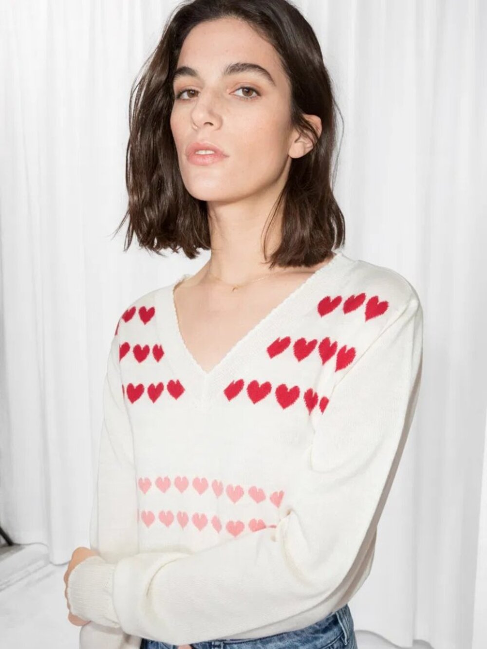 & Other Stories Heart Knit Sweater